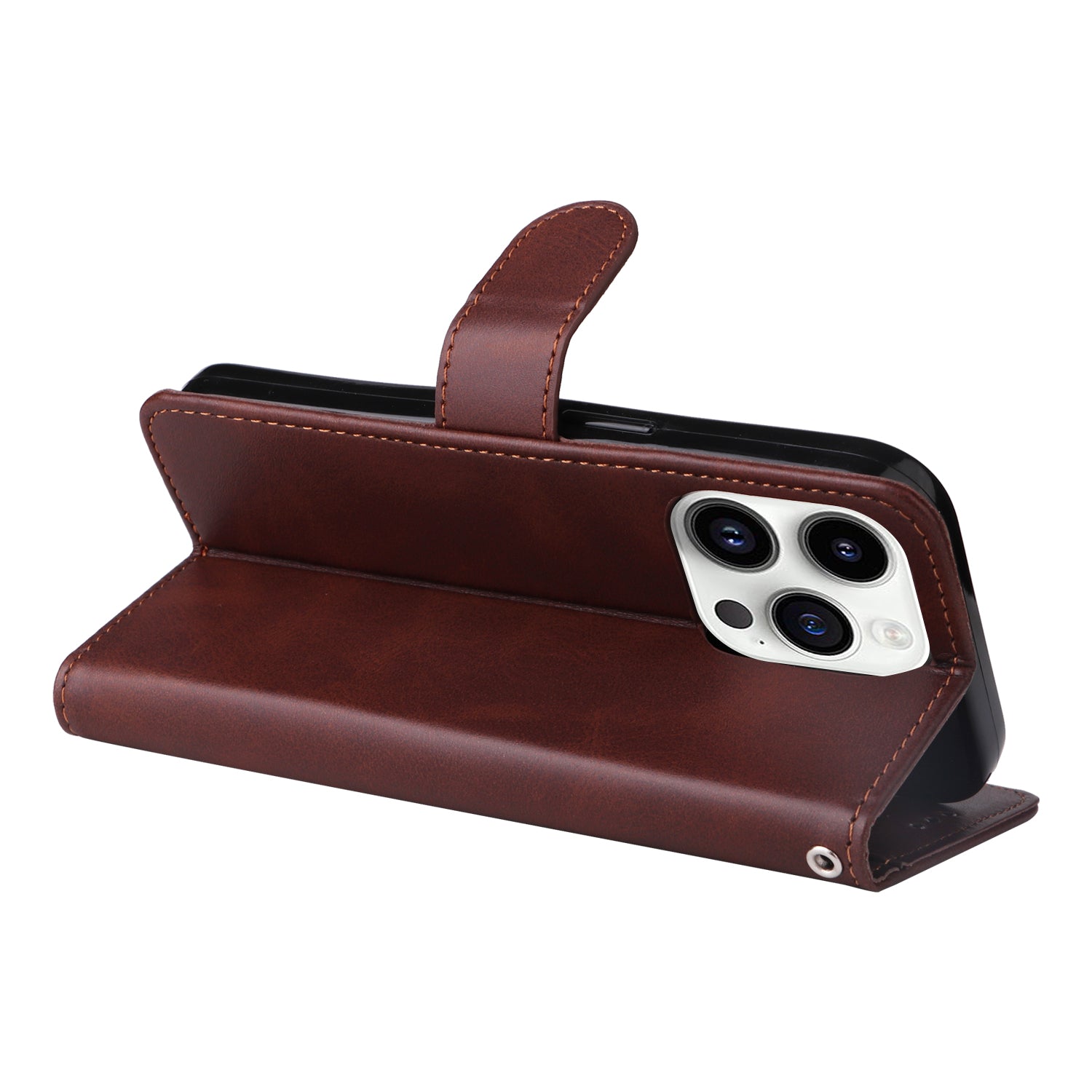 Uniqkart for iPhone 15 Pro Max Shockproof Calf Texture Flip Shell PU Leather Wallet Phone Case Stand Cover - Brown Uniqkart for iPhone 15 Pro Max Shockproof Calf Texture Flip Shell PU Leather Wallet Phone Case Stand Cover - Brown